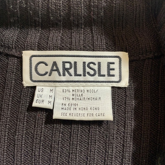 Carlisle Women’s Green And Black Zip-Up Wool/Mohair Sweater – Size Med (A110) - Picture 4 of 6